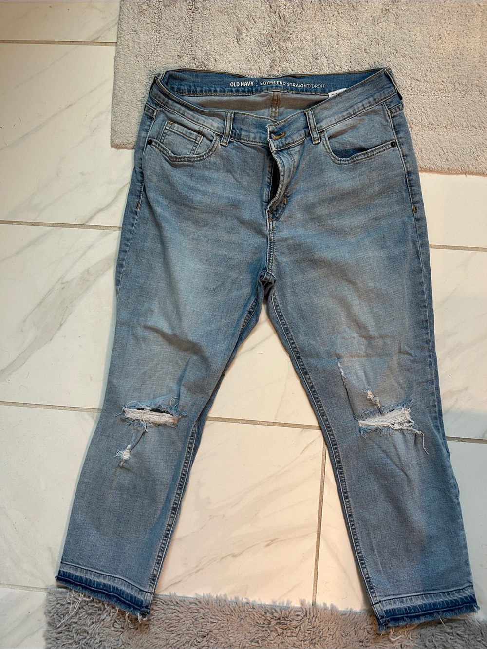 Old Navy Blue Distressed Boyfriend Jeans